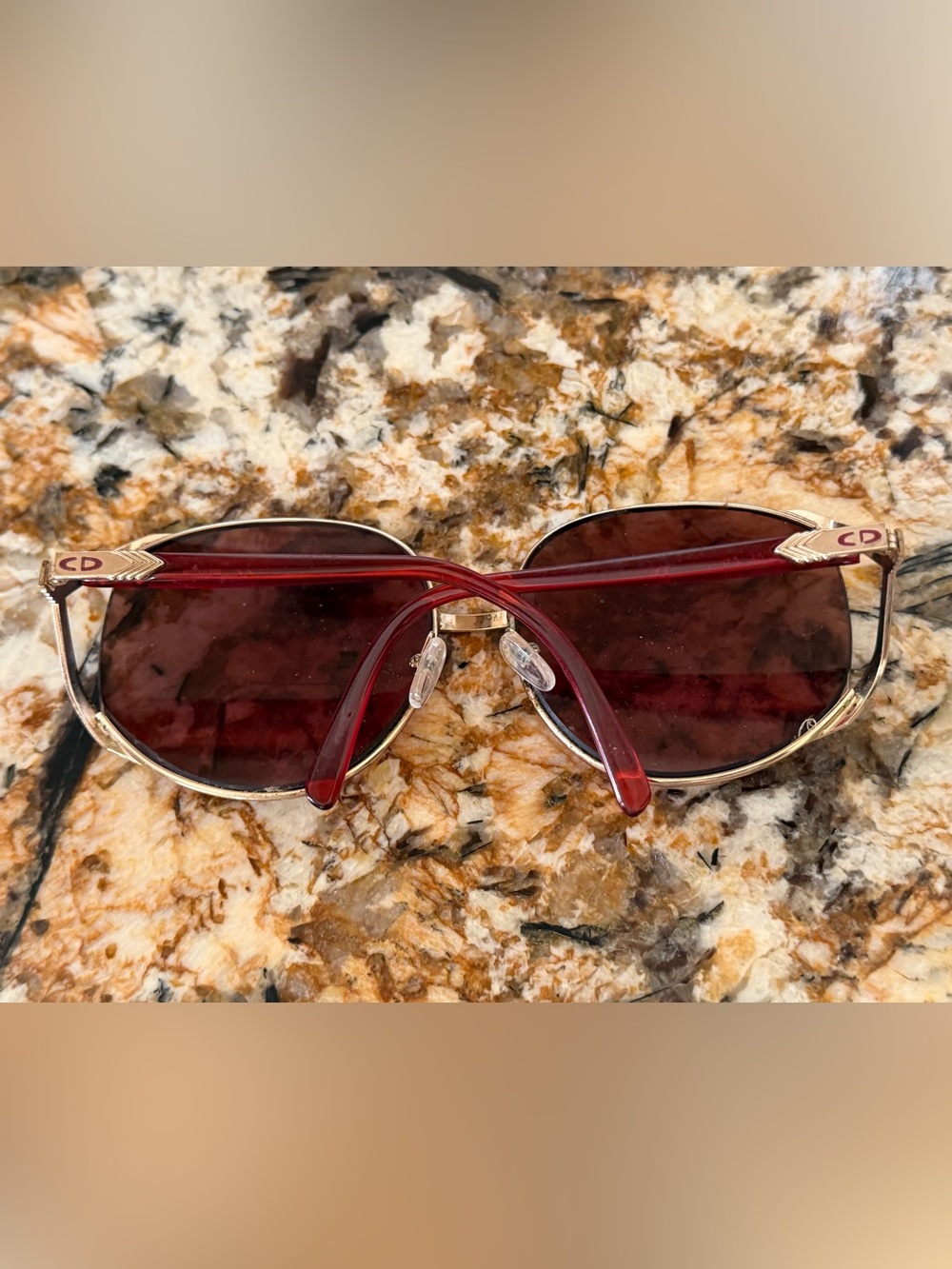 Christian Dior Vintage RX Red Metal Aviator Sunglasses with Gold Bridge - Picture 2 of 3